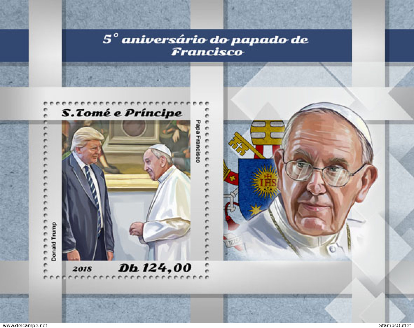 SÃO TOMÉ AND PRÍNCIPE  2018 MNH  Pope Francis  Michel Code:8079 / Bl.1464. Yvert&Tellier Code: 1200 - Sao Tome Et Principe