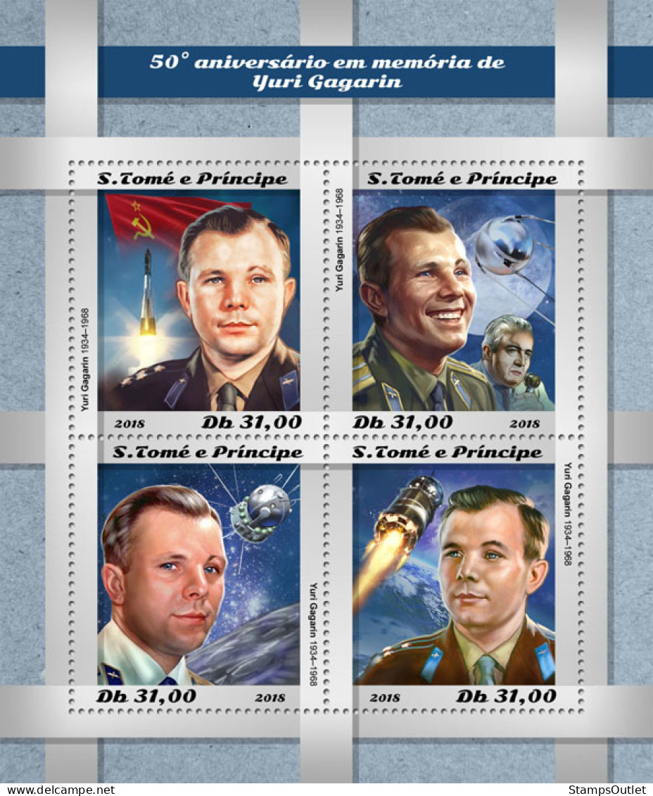 SÃO TOMÉ AND PRÍNCIPE  2018 MNH  Yuri Gagarin  Michel Code: 8080-8083. Yvert&Tellier Code: 6406-6409 - Sao Tome Et Principe