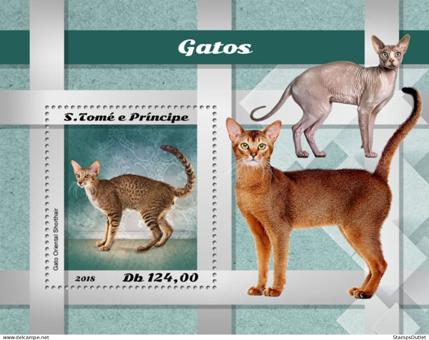 SÃO TOMÉ AND PRÍNCIPE  2018 MNH  Cats  Michel Code:  8029 / Bl.1454. Yvert&Tellier Code: 1203 - Sao Tome Et Principe