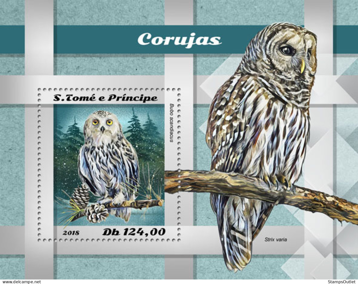 SÃO TOMÉ AND PRÍNCIPE  2018 MNH  Owls  Michel Code:  8014 / Bl.1451. Yvert&Tellier Code: 1204 - Sao Tome Et Principe