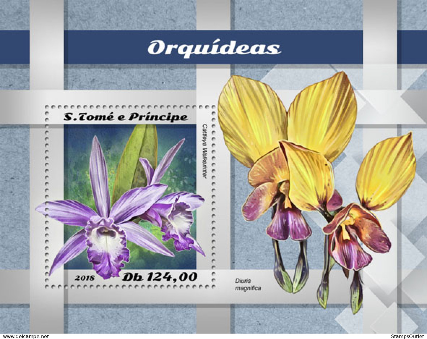 SÃO TOMÉ AND PRÍNCIPE  2018 MNH  Orchids  Michel Code:  8004 / Bl.1449. Yvert&Tellier Code: 1206 - Sao Tome Et Principe