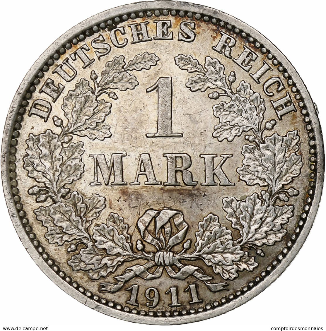 Empire Allemand, Wilhelm II, Mark, 1911, Muldenhütten, Argent, TTB+, KM:14 - 1 Mark