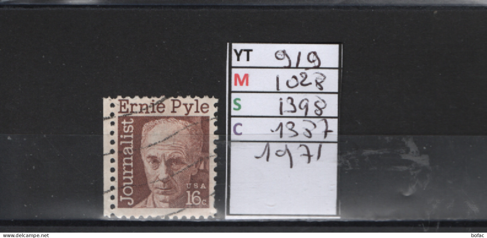 PRIX FIXE Obl 919 YT 1028 MIC 1398 SCO 1387 GIB Ernest Taylor Pyle 1971  Etats Unis 58A/14 - Gebruikt