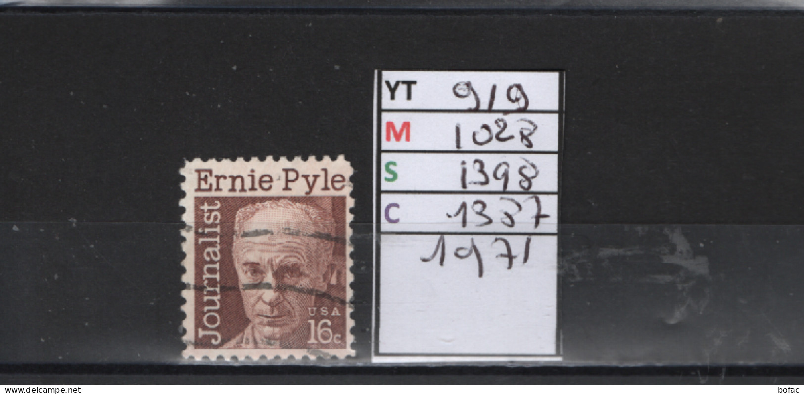 PRIX FIXE Obl 919 YT 1028 MIC 1398 SCO 1387 GIB Ernest Taylor Pyle 1971  Etats Unis 58A/14 - Gebraucht