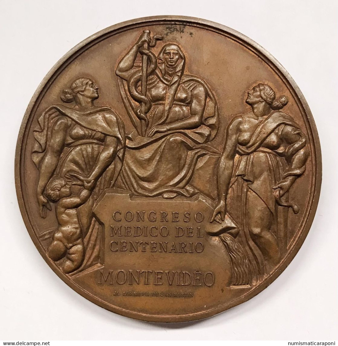 Medaglia Medal Ae 70 Mm Congresso Medico Del Centenario Montevideo 1930 Opus Zorilla De San Martin - Firma's