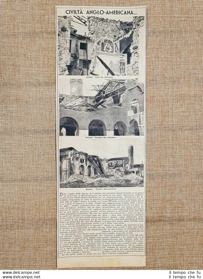 Paesaggi Italiani Post Guerra Nel 1944 Arezzo Treviso Rimini WW2 Italia - Altri & Non Classificati