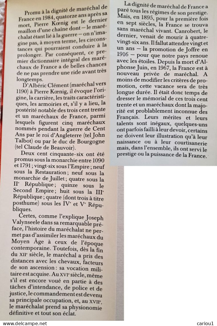 C1 DICTIONNAIRE DES MARECHAUX DE FRANCE Du Moyen Age à Nos Jours RELIE ILLUSTRE - Francese