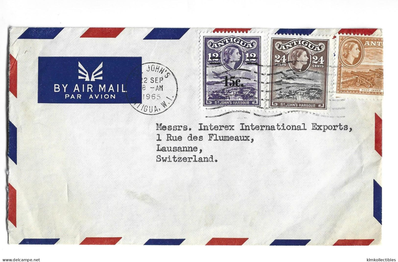 ANTIGUA & BARBUDA - 1965 AIRMAIL COVER TO SWITZERLAND - 1960-1981 Autonomie Interne