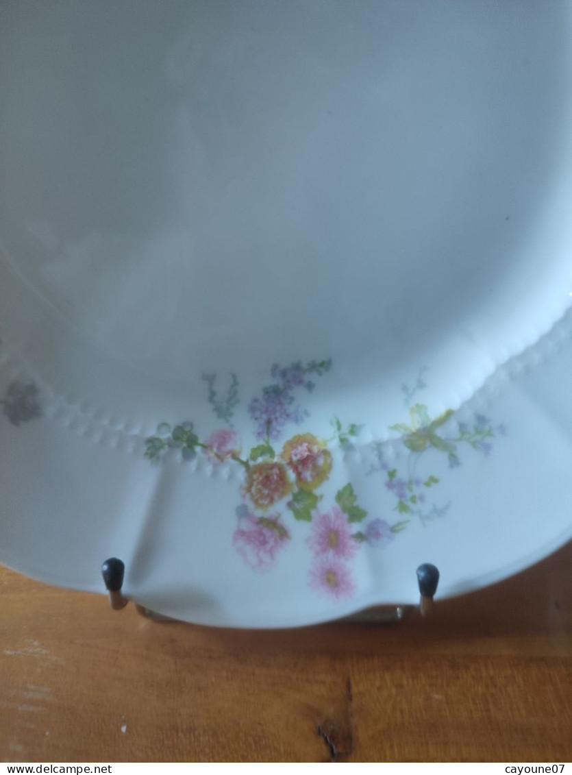 Charles Ahrenfeldt Grand Plat Rond Et Creux De Service En Porcelaine De Limoges Décor Floral  1900/1915 - Limoges (FRA)