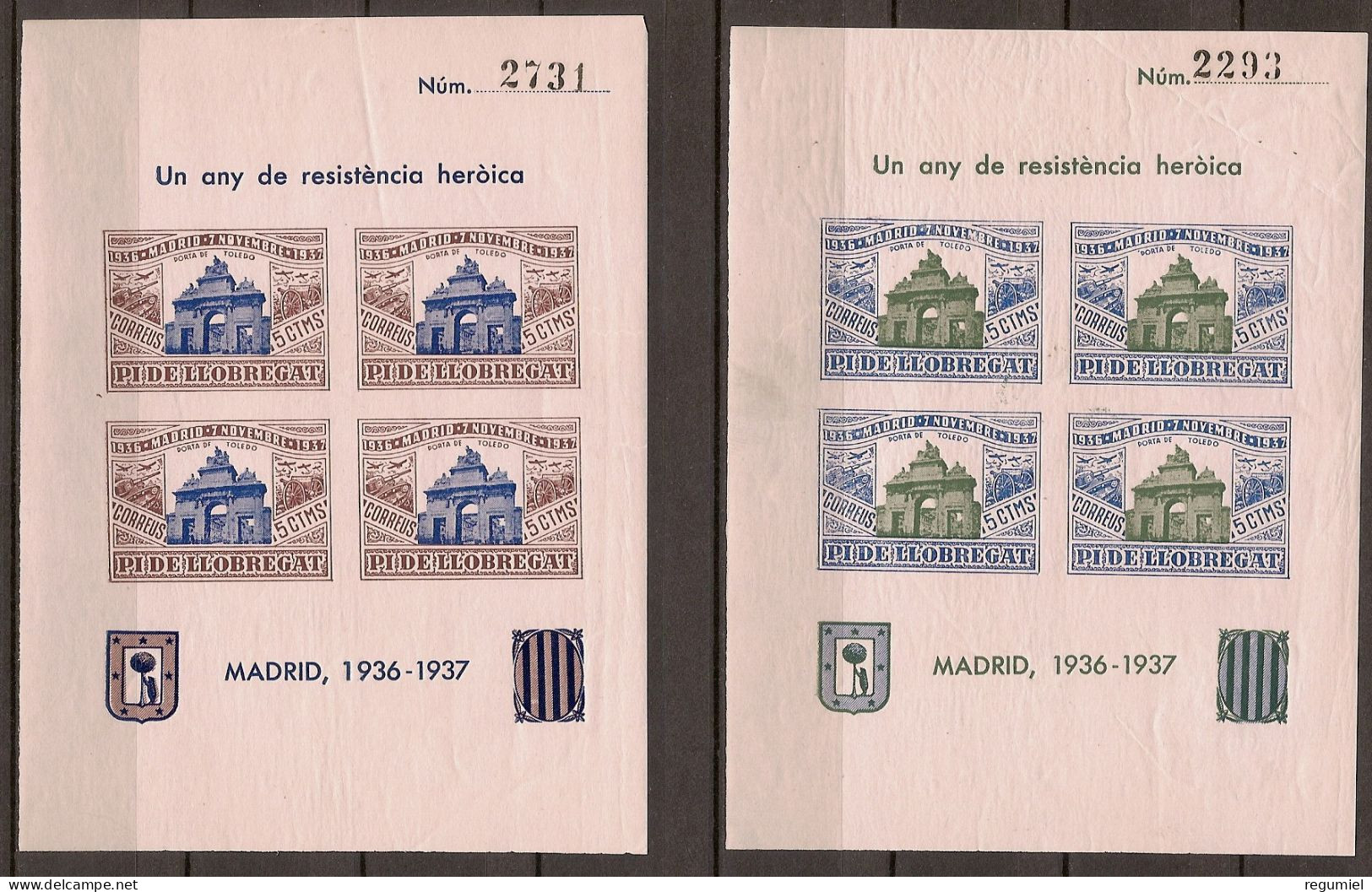 Guerra Civil GG 1041/1042 ** Pi De Llobregat. Puerta De Toledo - Spanish Civil War Labels