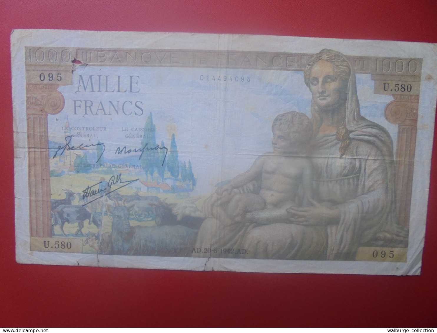 FRANCE 1000 FRANCS 1942 Circuler (B.33) - 1 000 F 1940-1944 ''Commerce Et Industrie''