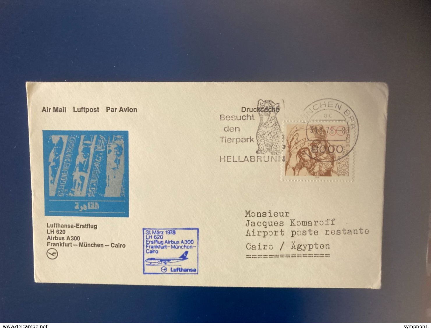 2 Enveloppes FDI De Lufthansa De 1978 Pour Le 1er Vol Airbus Sur Frankfort - Munich - Le Caire Et Retour - 1971-1980