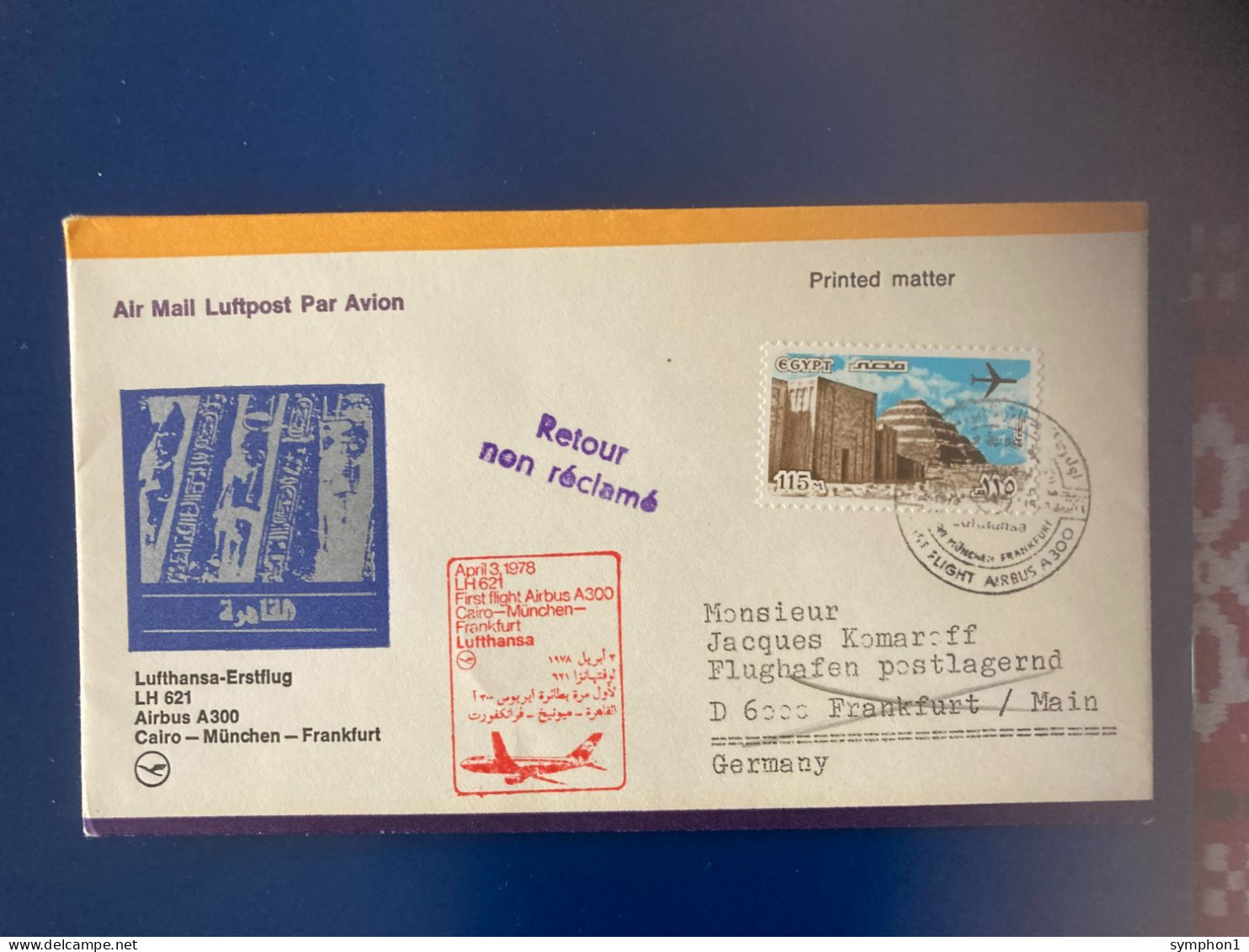 2 Enveloppes FDI De Lufthansa De 1978 Pour Le 1er Vol Airbus Sur Frankfort - Munich - Le Caire Et Retour - 1971-1980