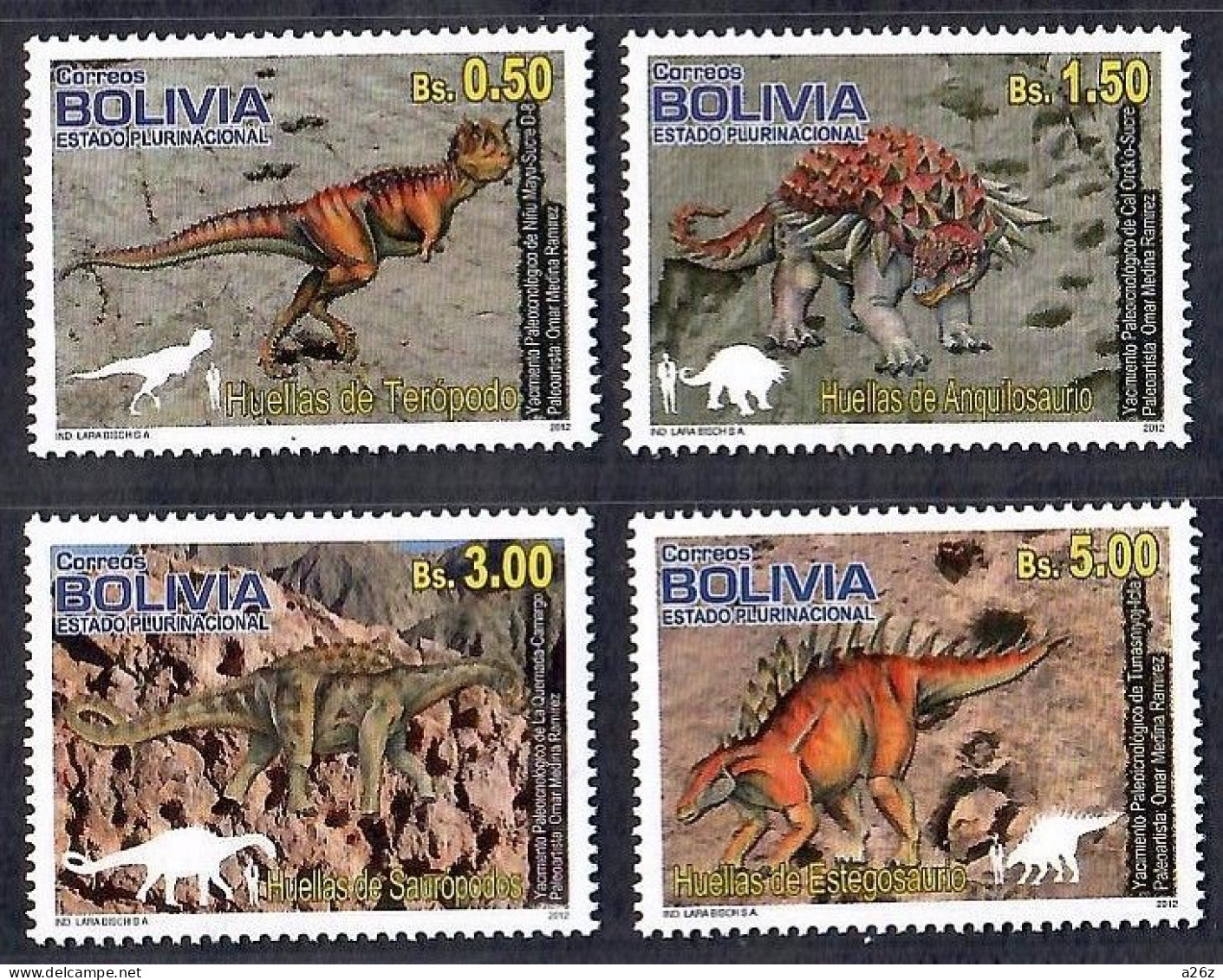 Bolivia 2012 Dinosaurs 4V MNH - Bolivie