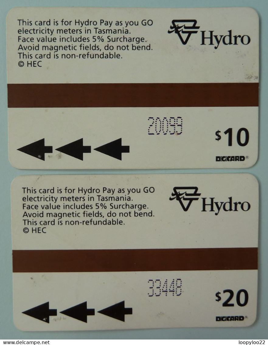 AUSTRALIA - Tasmania - Power Payment Cards - Hydro Pay As You Go - 10 & 20 Units - Used - Australie
