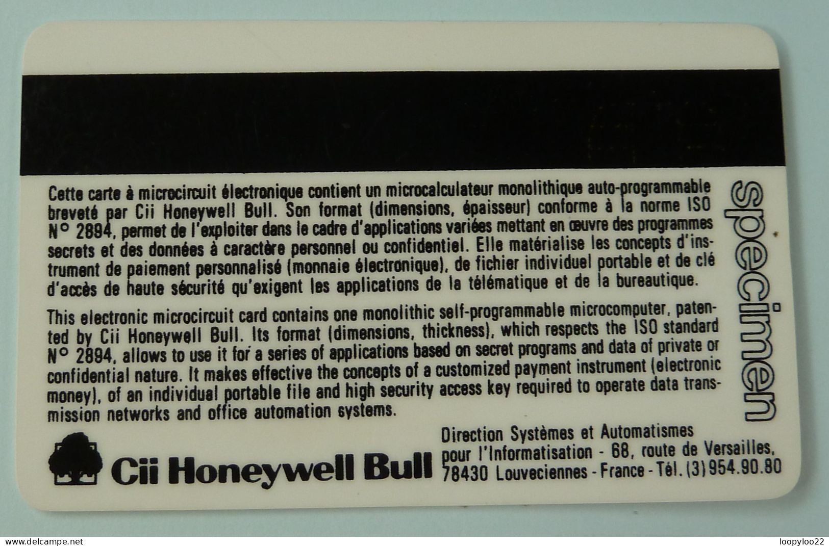 FRANCE - IPSO - Cii Honeywell Bull Smartcard - Specimen - 1982 - Internes
