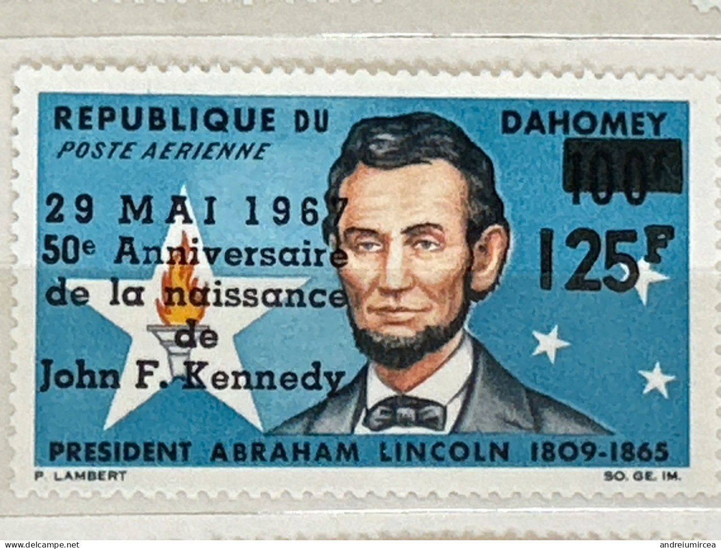 Dahomey Abraham Lincoln Overprint 1967 50 E Anniversaire De La Naissance De J.F.Kennedy - Kennedy (John F.)