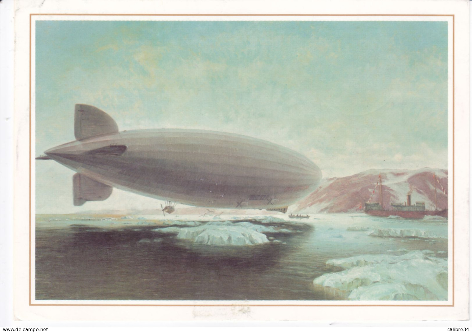 URSS Cachet Bleu Brise Glace Atomique Union Soviétique - Vue Grand Zeppelin Et Navire Eisbrecher Dans L'Arctique En 1931 - Russland