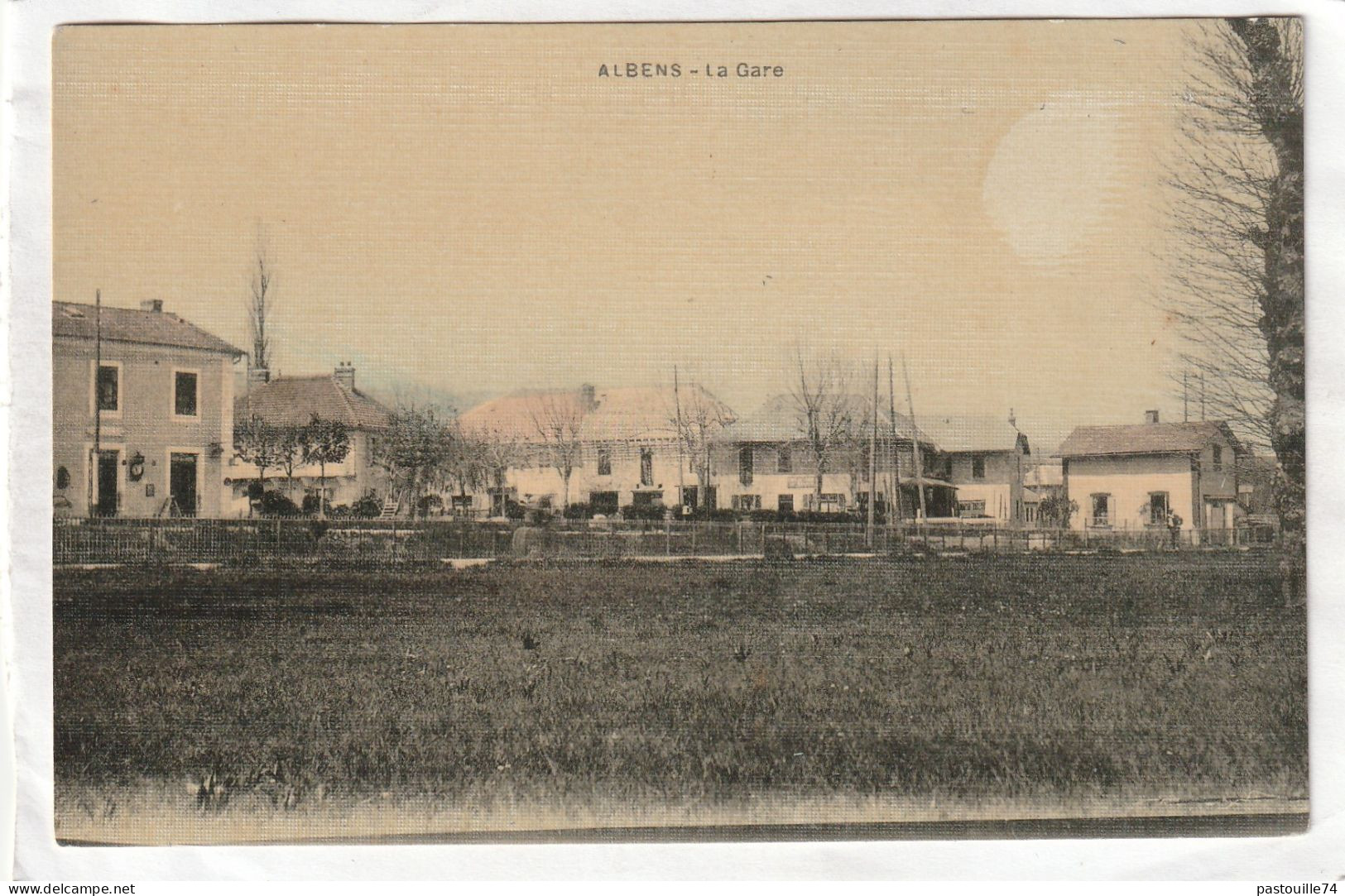 CPA :  14 X 9  -  ALBENS  -  La  Gare (carte Toilée) - Albens