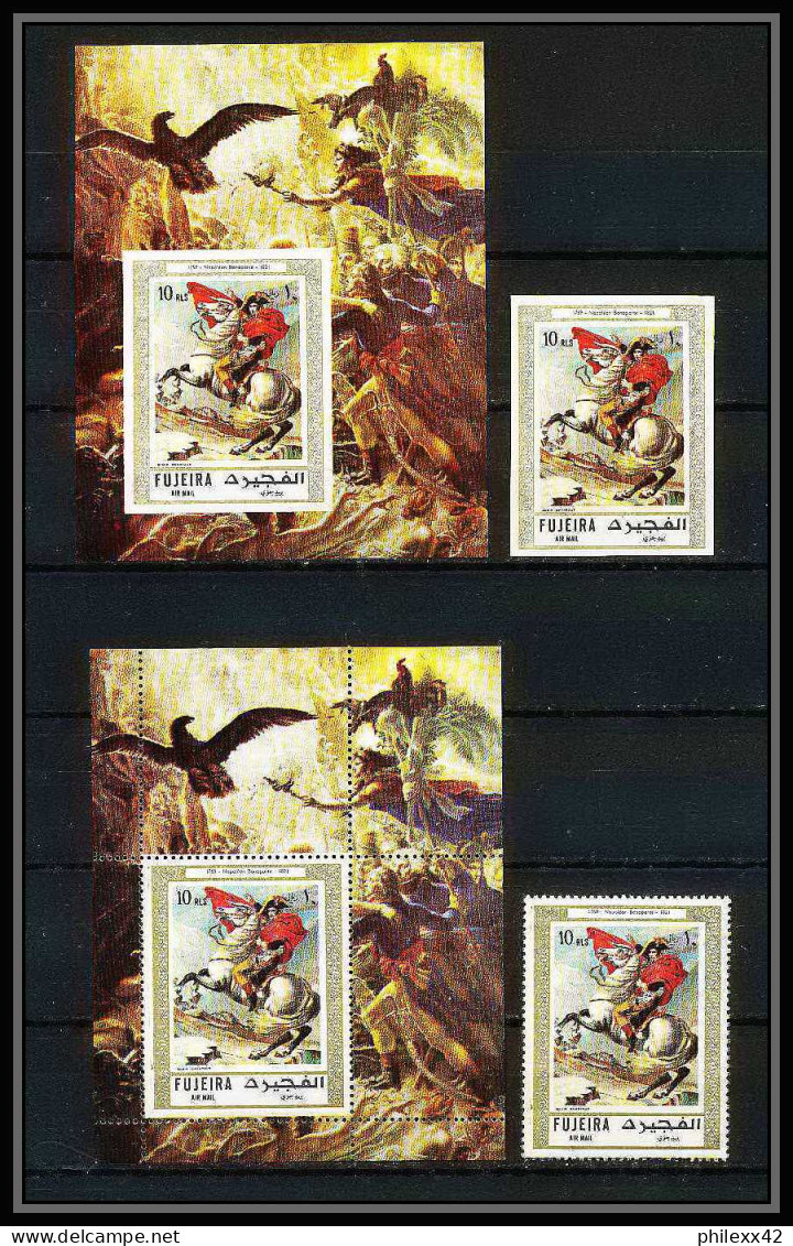 258 - Fujeira MNH ** Mi N° 104 A / B + TIMBRES Non Dentelé (Imperf) Napoléon Cheval (chevaux Horse Horses) - Napoleon