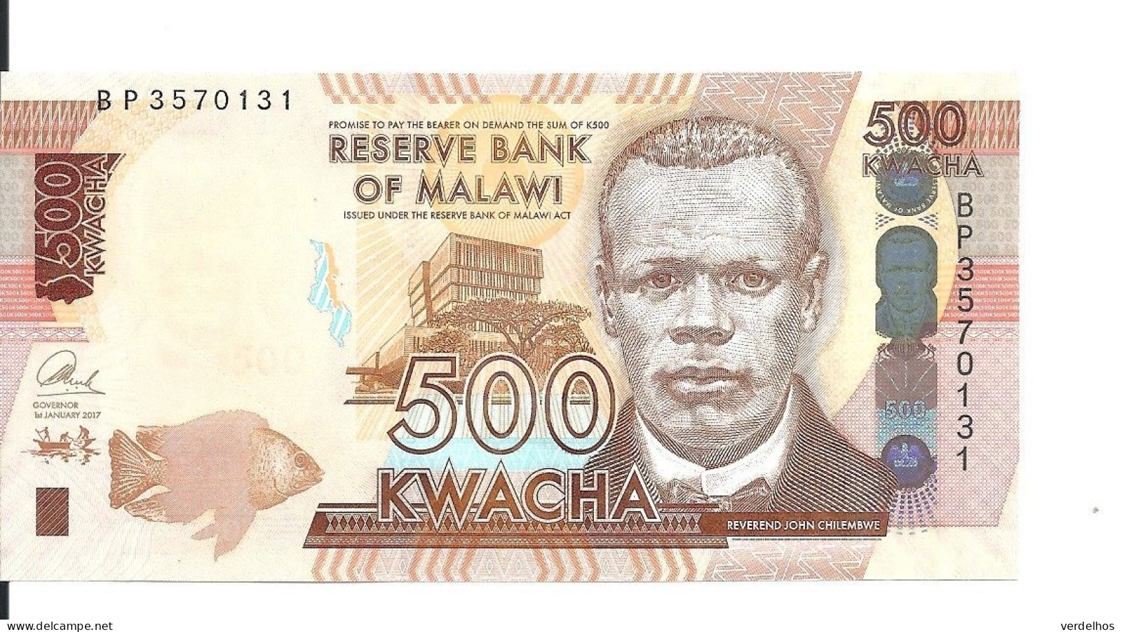 MALAWI 500 KWACHA 2017 UNC P 66 B - Malawi