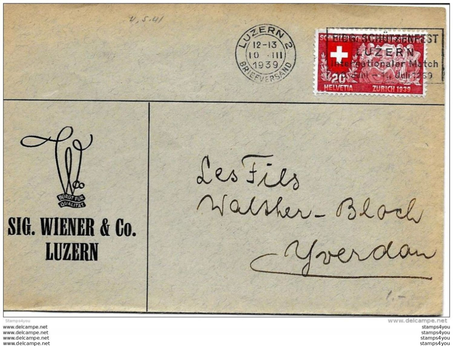 116 - 7 -  Enveloppe Suisse  Avec Oblit Mécanique "Eidg Schützenfest Luzern 1939" - Tir (Armes)