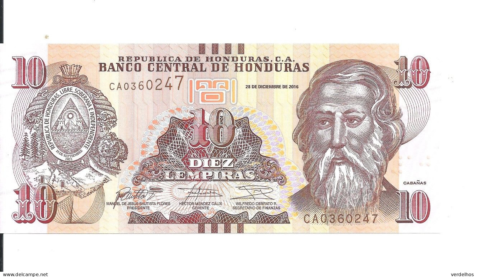 HONDURAS 10 LEMPIRAS 2016 UNC P 99 C - Honduras