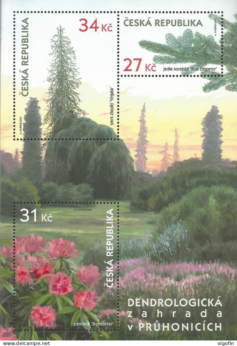 CZ 2023-1199-201 Dedrologic Garden Pruhonice, CZECH, S/S,  MNH - Blocks & Sheetlets