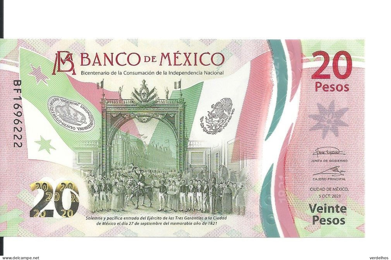 MEXIQUE 20 PESOS 2021 UNC P 132 - México