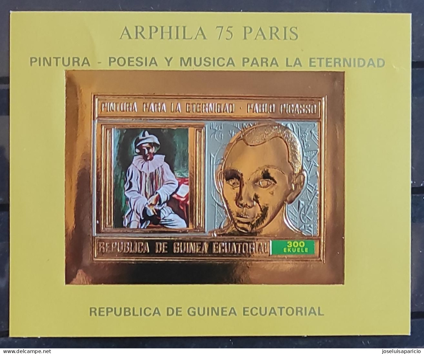 Homenaje A Los Grandes Pintores -PABL0 RUIZ PICASSO -HOJA BLOQUE DORADA  NO DENTADA MNH** - Picasso