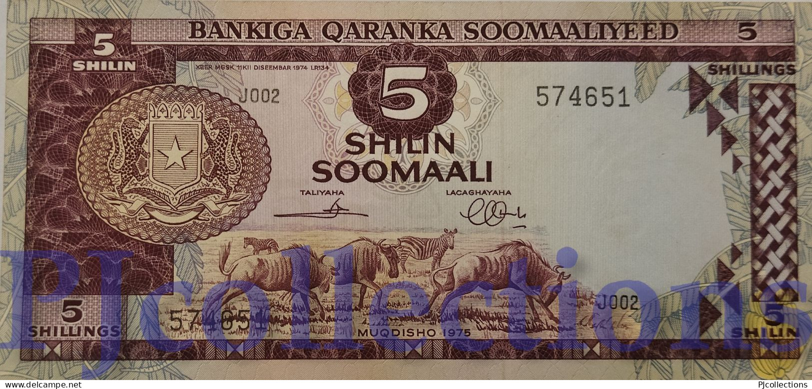 SOMALIA 5 SHILLINGS 1975 PICK 17 AU/UNC - Somalie