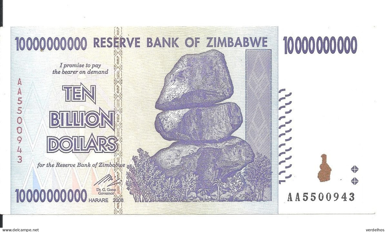 ZIMBABWE 10 BILLION DOLLARS 2008 AUNC P 85 - Zimbabwe