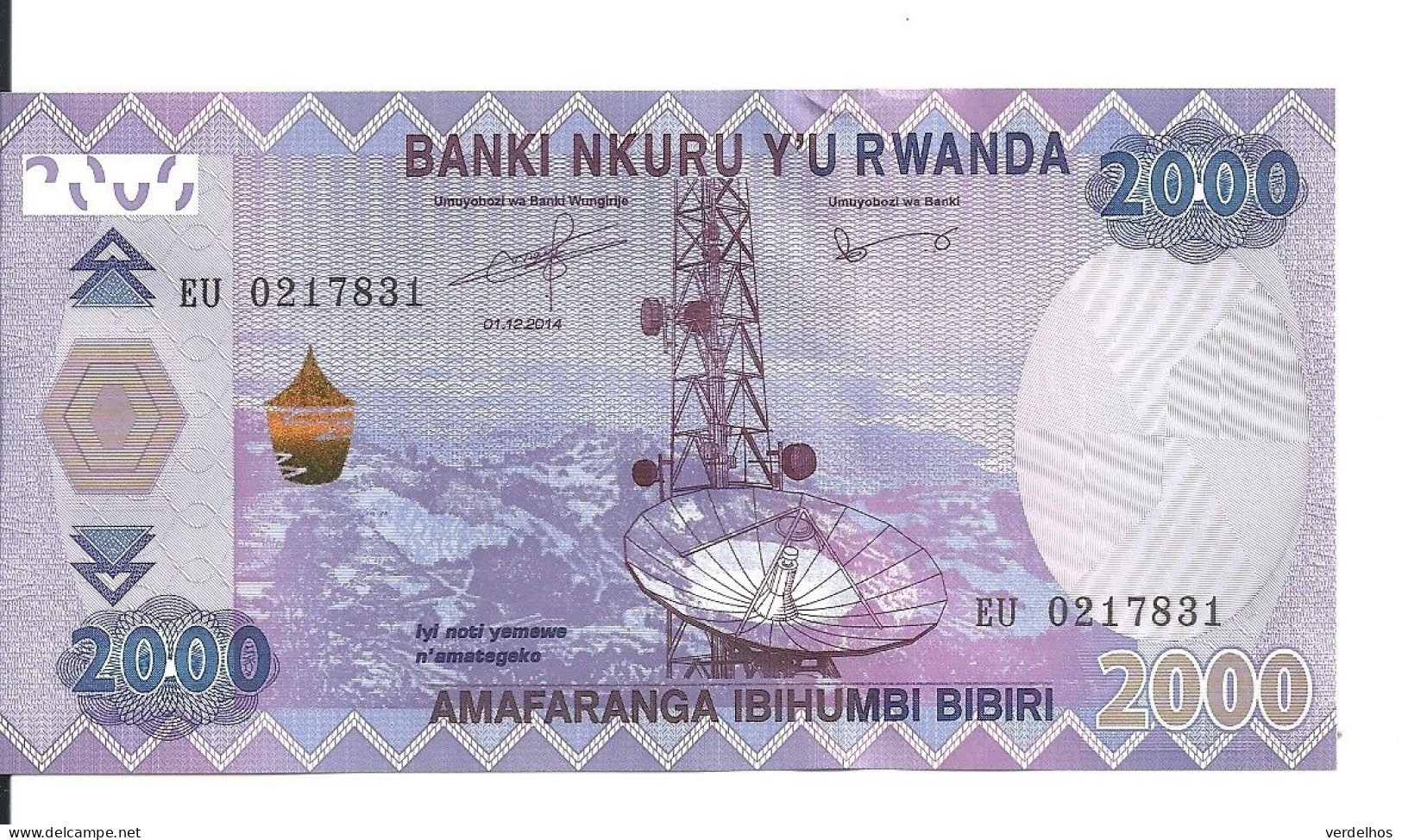 RWANDA 2000 FRANCS 2014 UNC P 40 - Rwanda