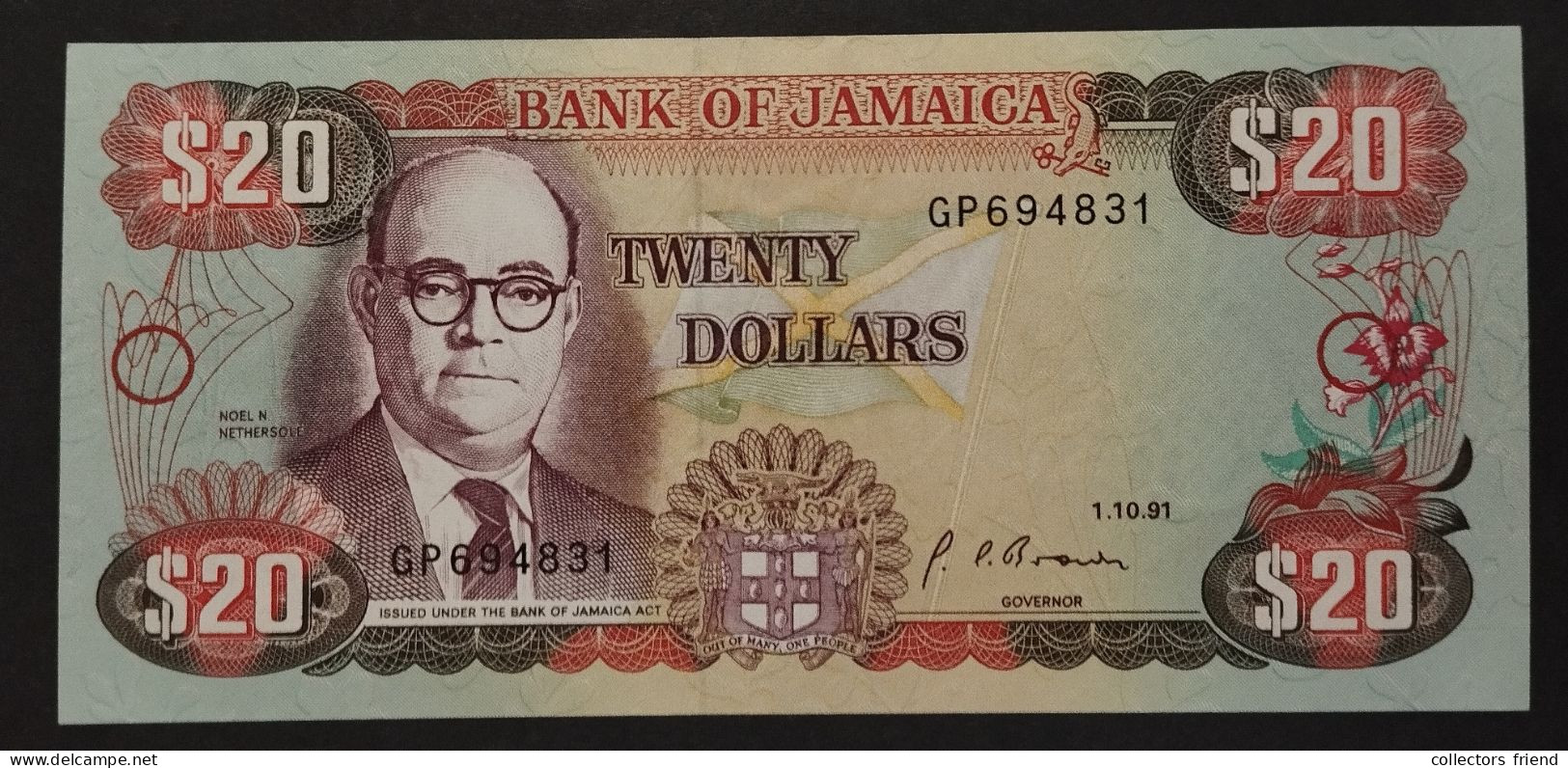 JAMAICA 20 Dollars Dated 1.10.1991 UNC - Jamaique