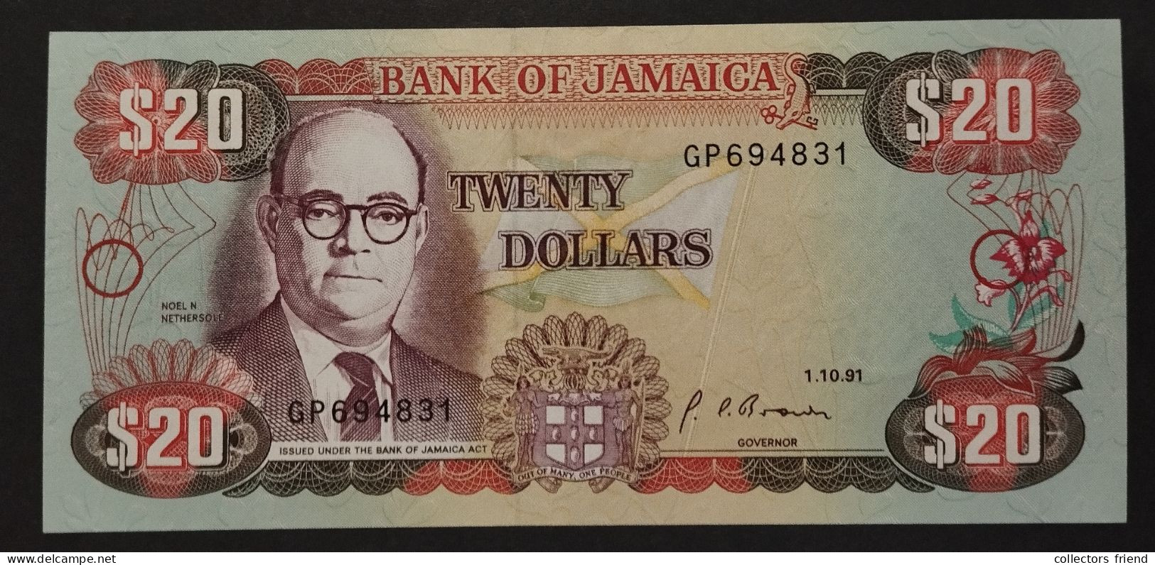 JAMAICA 20 Dollars Dated 1.10.1991 UNC - Giamaica