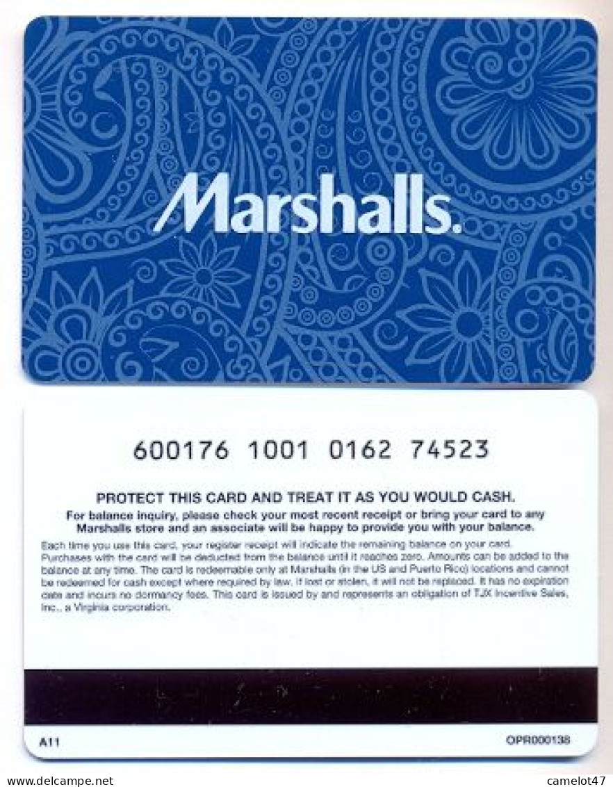 Marshalls  U.S.A., Carte Cadeau Pour Collection, Sans Valeur, # Marshalls-89 - Gift And Loyalty Cards