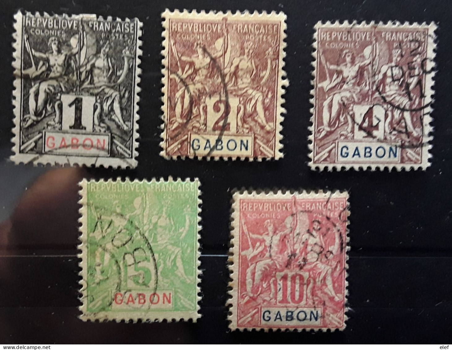 GABON  1904 Type Groupe , 5 Timbres Yvert No 16 / 20 Obl , TB - Gebraucht