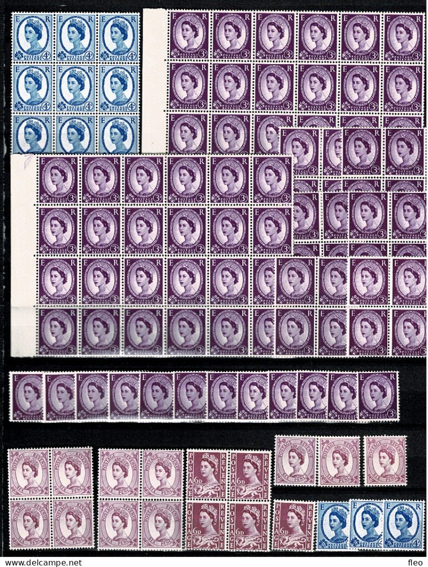 1952/54 Great Britain Queen Elisabeth 4d Stamp In MNH ** X 12 & 3d** X 78 & Six Pence** X 11 & 5 X 6d** - Unused Stamps
