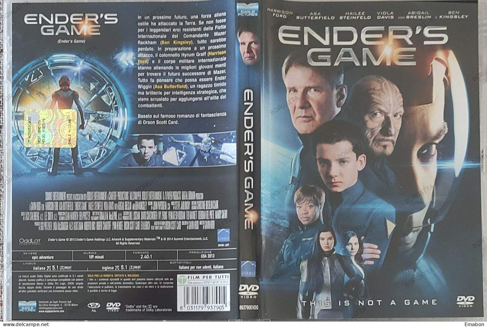 BORGATTA - FANTASCIENZA - Dvd ENDER'S GAME - HARRISON FORD - PAL 2 - EAGLE 2014- USATO In Buono Stato - Sciences-Fictions Et Fantaisie