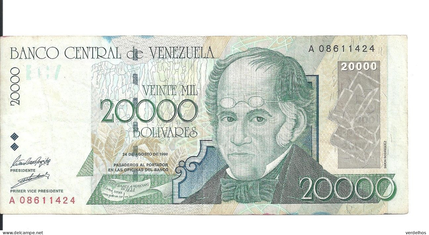 VENEZUELA 20000 BOLIVARES 1998 VF P 82 - Venezuela