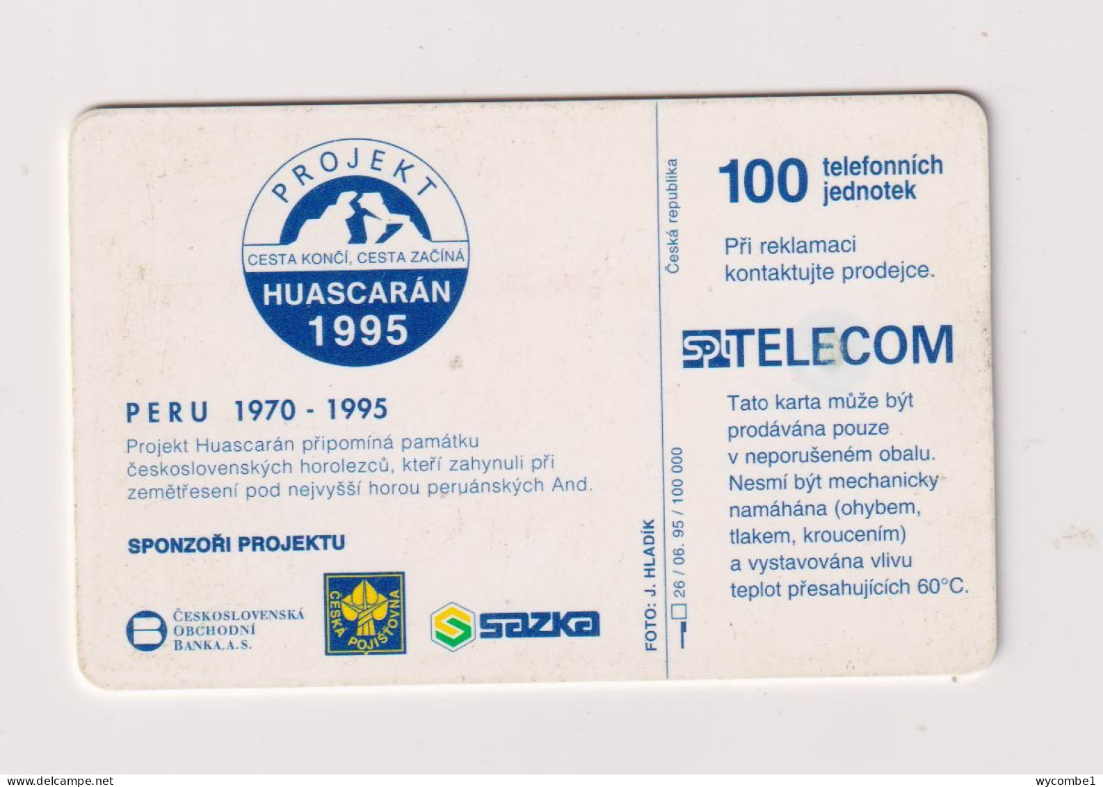 CZECH REPUBLIC - Huascaran Chip Phonecard - Tschechische Rep.