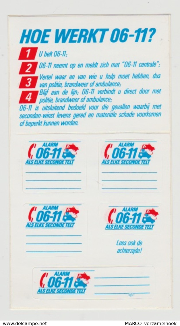 Sticker Oud Alarmnummer 06-11 Politie-brandweer-ambulance - Politie & Rijkswacht