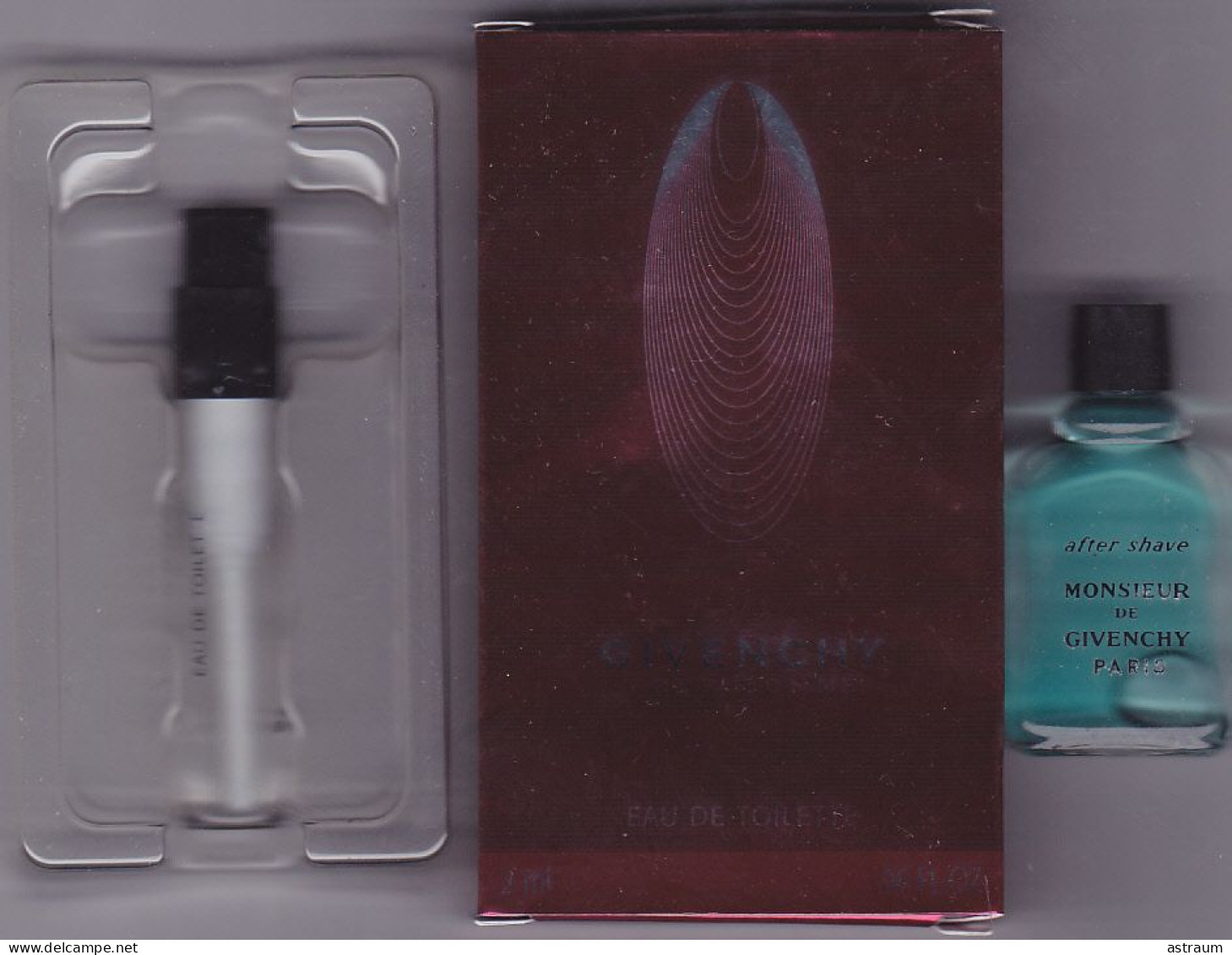 Lot 2 Miniature Vintage Parfum - Givenchy - EDT - Givenchy  & After Shave - Pleine Sans  Boite 4ml & Vaporisateur 2ml - Miniatures Men's Fragrances (without Box)