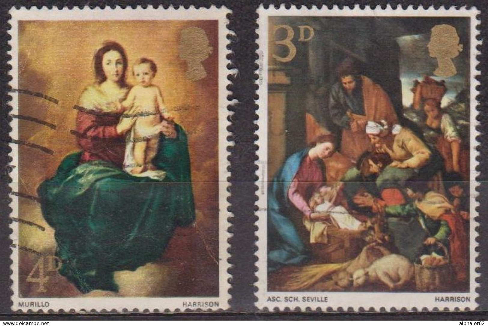 Noel - GRANDE BRETAGNE - Adoration Des Bergers - Vierge Et L'enfant Par Murillo - N° 499-500 - 1967 - Usados