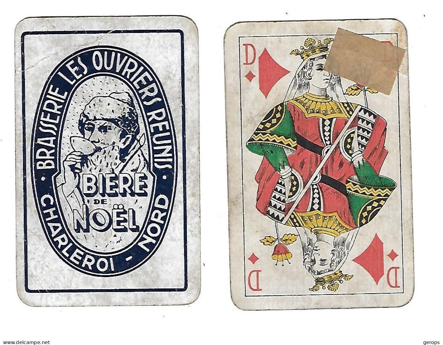 139a  1 Enkele Speelkaart Brie. Les Ouvriers Réunis Charleroi (Beschadigd) - Autres & Non Classés