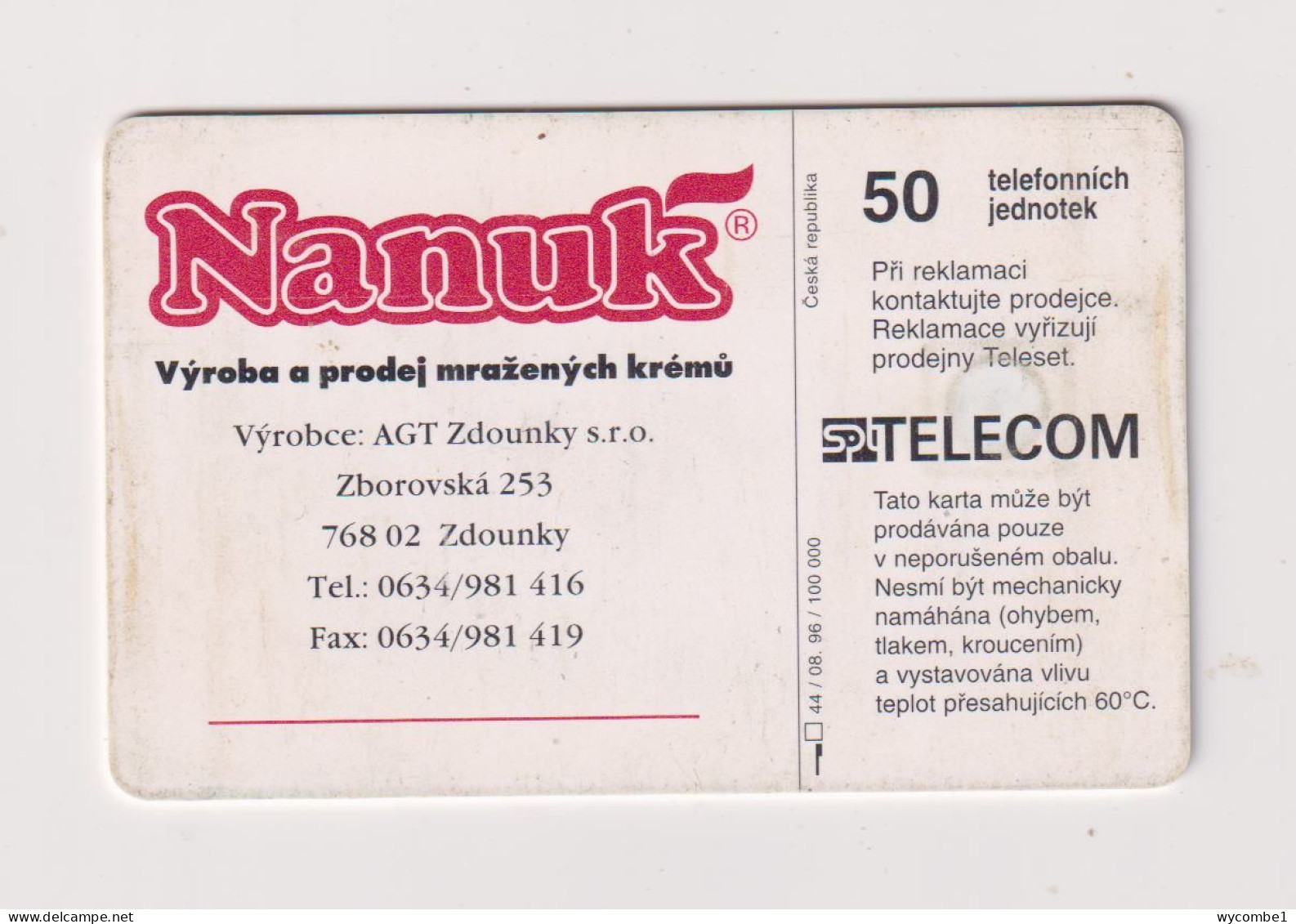CZECH REPUBLIC - Ice Cream Chip Phonecard - Tschechische Rep.