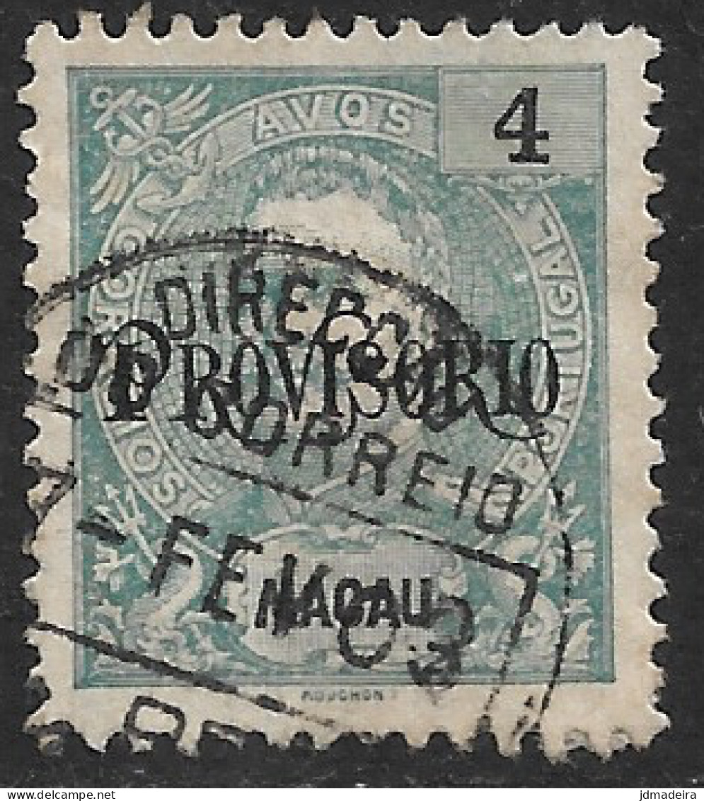 Macau Macao – 1902 King Carlos PROVISORIO 4 Avos Used Stamp - Oblitérés