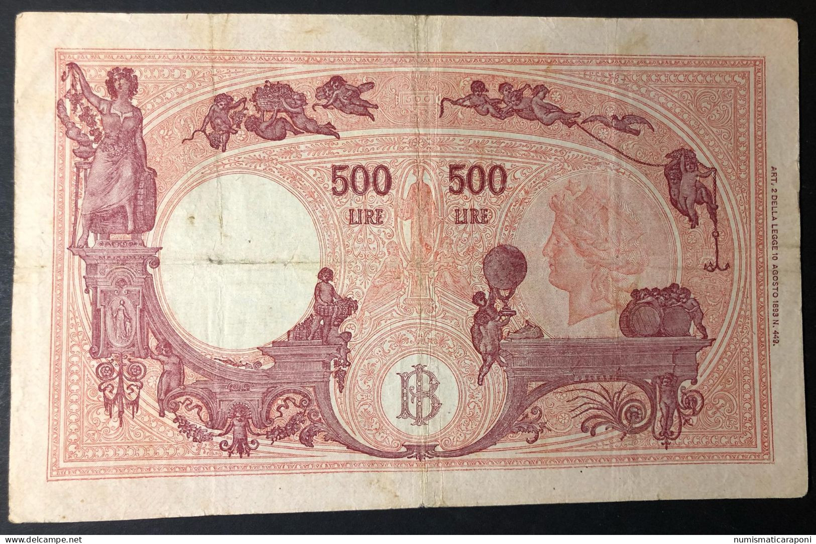 500 LIRE BARBETTI GRANDE C 21 03 1946  Bella La Carta E I Colori LOTTO 1582 - 500 Liras