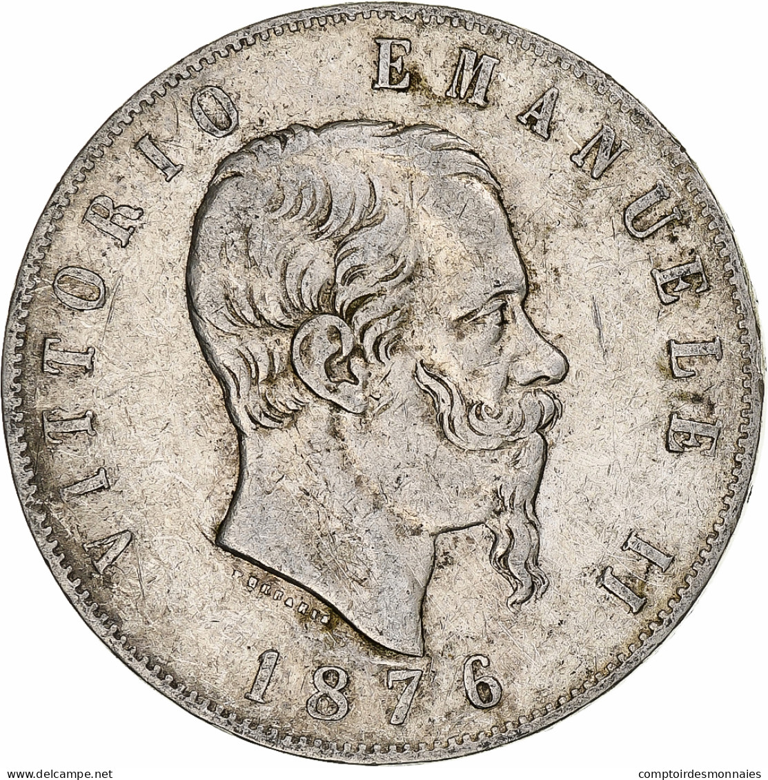 Italie, Vittorio Emanuele II, 5 Lire, 1876, Rome, Argent, TB+, KM:8.4 - 1861-1878 : Victor Emmanuel II.