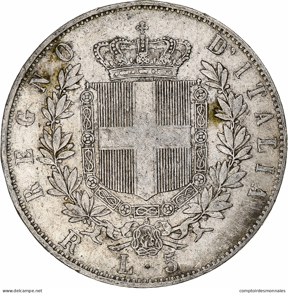 Italie, Vittorio Emanuele II, 5 Lire, 1876, Rome, Argent, TB+, KM:8.4 - 1861-1878 : Victor Emmanuel II